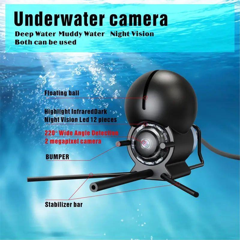 30M 5-inch HD Fishing Camera with 1080P Color Display, Underwater Temperature Sensing Deep Viewing System, Night Vision Fishing Camera for Ice Sea River Fishing