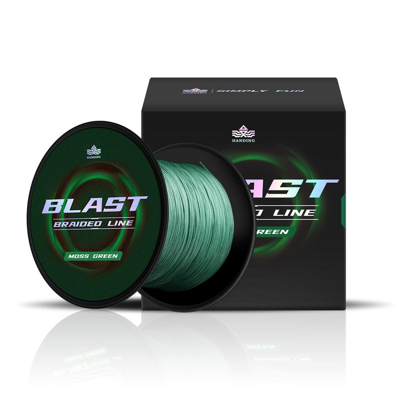 HANDING BLAST Braided Fishing Line, Ultra-Strong & Ultra-Thin Diameter, HyperOSi Coating, Water Resistant, Abrasion Resistant, No Stretch, Low-Vis Moss Green fishing  gear