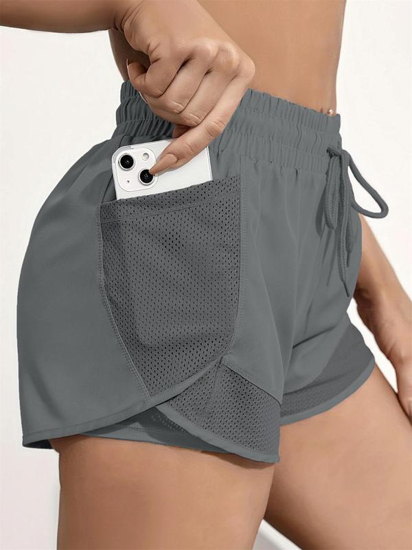 Women's Solid Drawstring Waist Pocket Sport Shorts, Casual Comfy Breathable Shorts for Daily Outdoor Wear, Ladies Sportswear for All Seasons