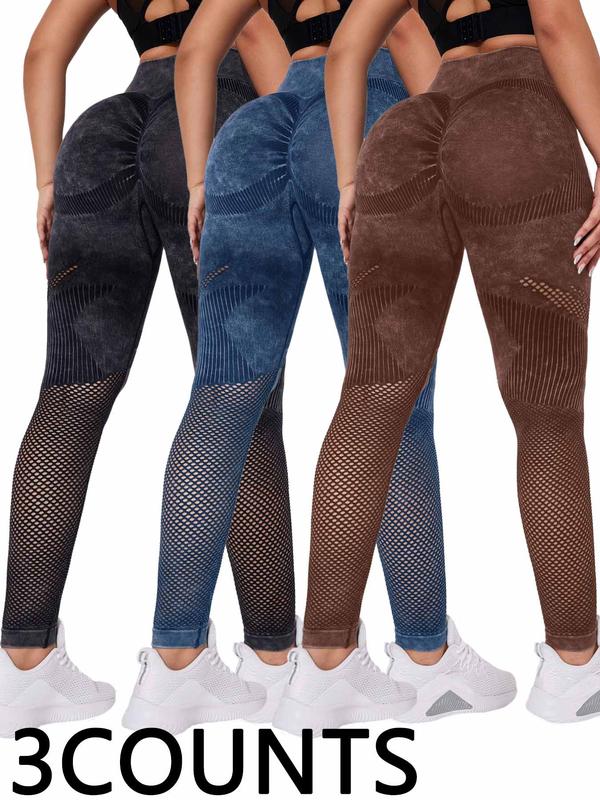 Women's High Waist Ruched Sports Tummy Control Leggings, Hollow Out High Stretch Yoga Leggings, Scrunch Leggings, Women Workout Clothes, Ladies Sportswear Clothing for Indoor Outdoor Wear, Womenswear