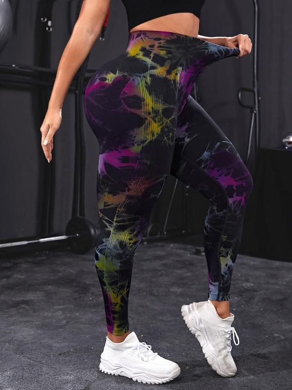  Tie Dye Print High Waist Sports Leggings, Casual Comfy Breathable Skinny Pants for Yoga Gym Workout Running, Gym Wear, Women's Sport & Outdoor Clothing for All Seasons