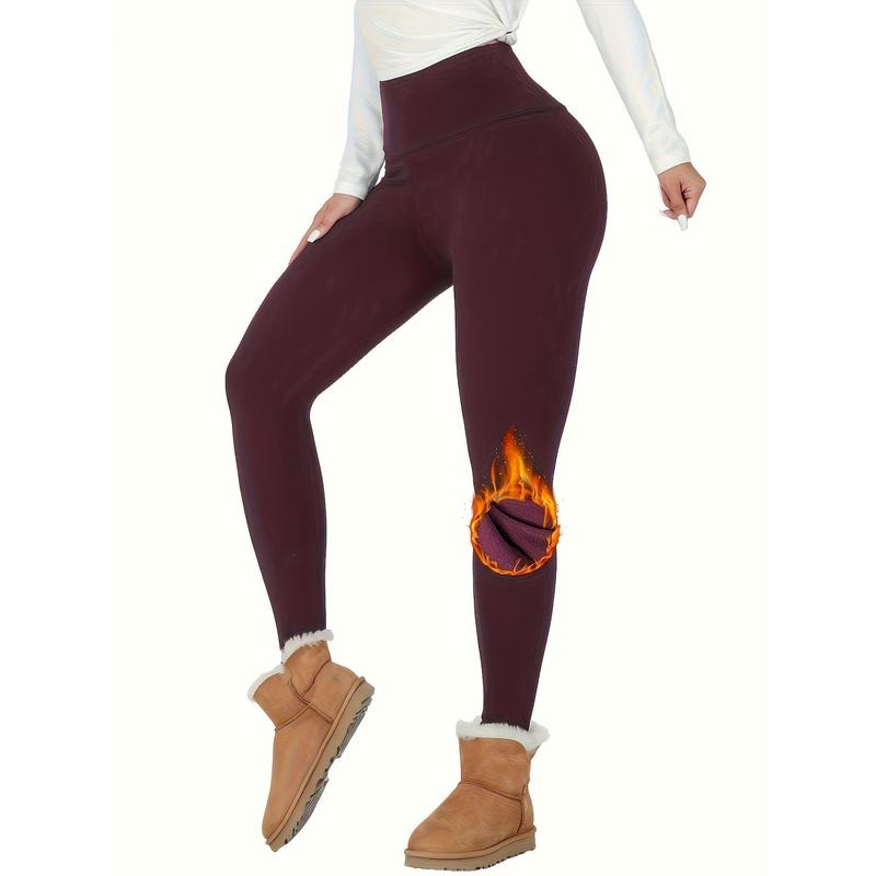 Women's Thermal Fleece Lined High Waist Leggings, Fitness Winter Warm Thick Leggings Soft Yoga Pants