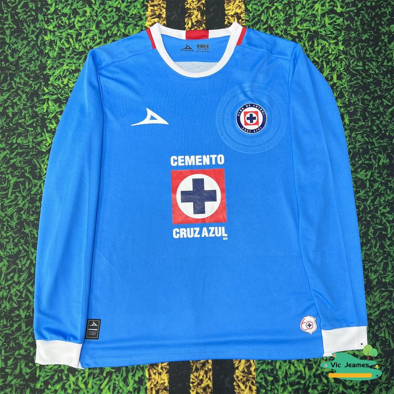 2425 CRUZ AZUL Home Blue Long Sleeve Top Football Jerseys LIGAMX Fan Edition