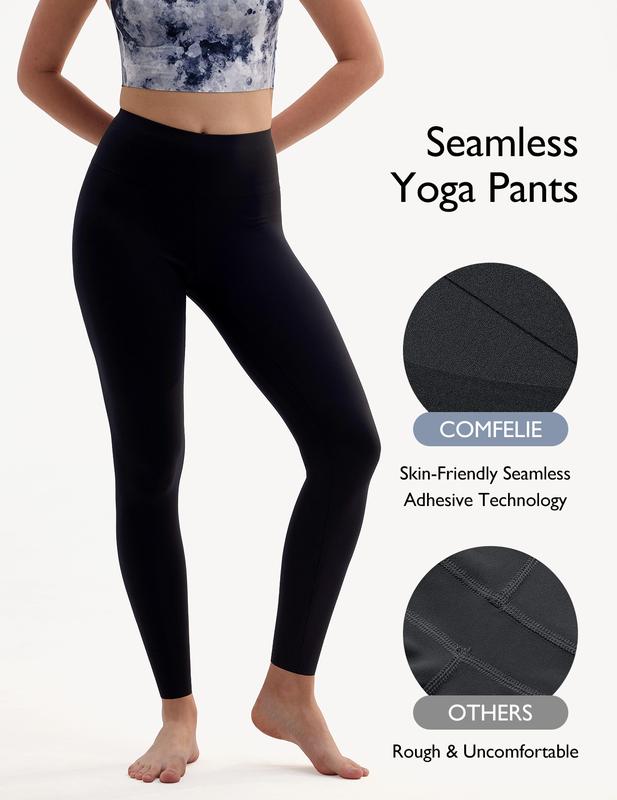 COMFELIE Leggings for Women with Pockets Mid-Rise Yoga Pants No See Through, Seamless Serenity Leggings for Workout LI001