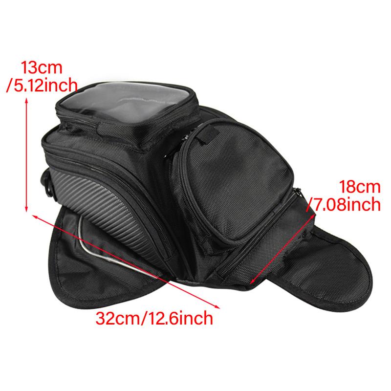 Motorcycle storage bag, waterproof nylon tarpaulin, mobile phone front frame, snug side frame, saddle bag, tool storage gear bag with shoulder straps, magnetic in