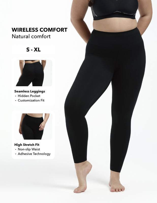 COMFELIE Leggings for Women with Pockets Mid-Rise Yoga Pants No See Through, Seamless Serenity Leggings for Workout LI001