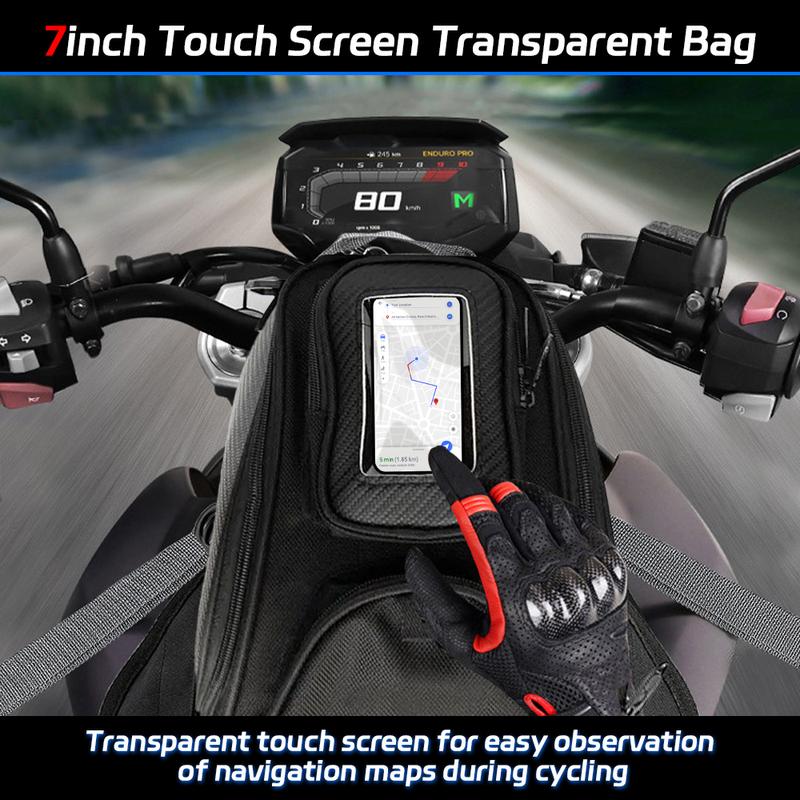 Motorcycle storage bag, waterproof nylon tarpaulin, mobile phone front frame, snug side frame, saddle bag, tool storage gear bag with shoulder straps, magnetic in