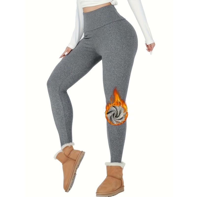 Women's Thermal Fleece Lined High Waist Leggings, Fitness Winter Warm Thick Leggings Soft Yoga Pants