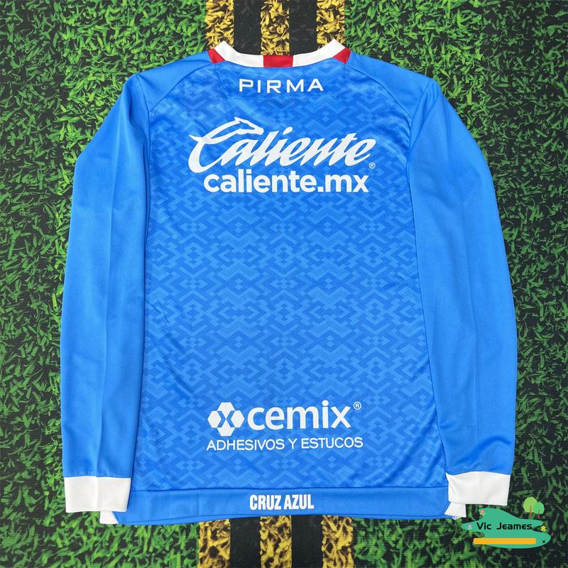 2425 CRUZ AZUL Home Blue Long Sleeve Top Football Jerseys LIGAMX Fan Edition