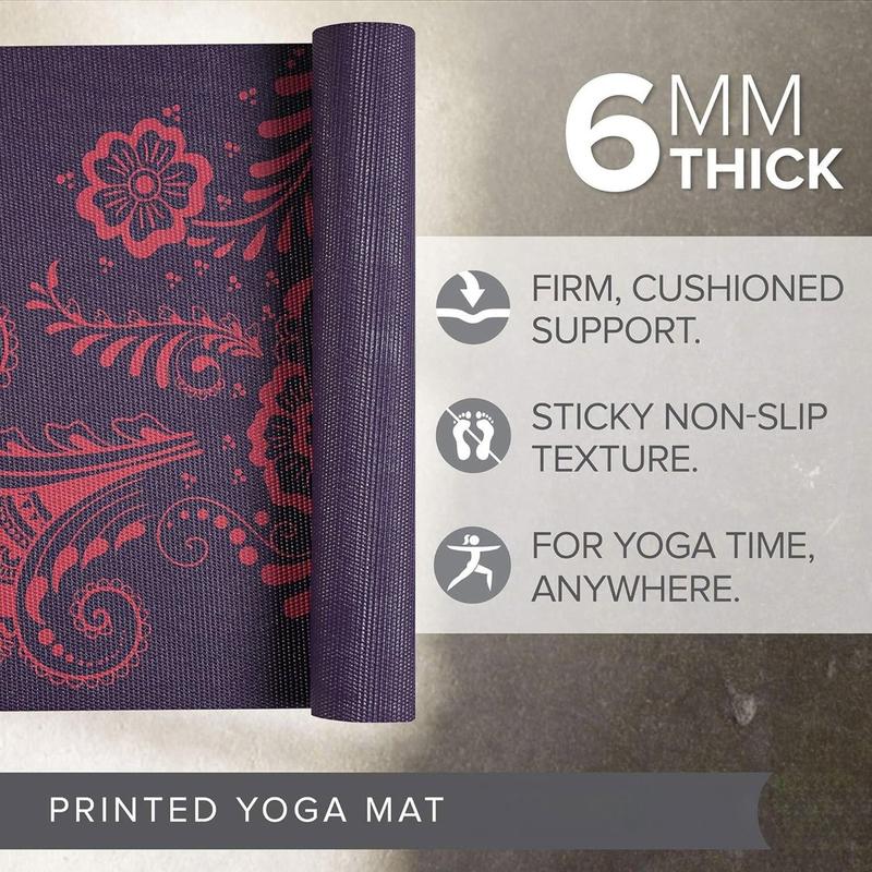 Yoga Mat - Premium 6mm Print Extra Thick Non Slip Exercise & Fitness Mat for All Types of Yoga, Pilates & Floor Workouts (68