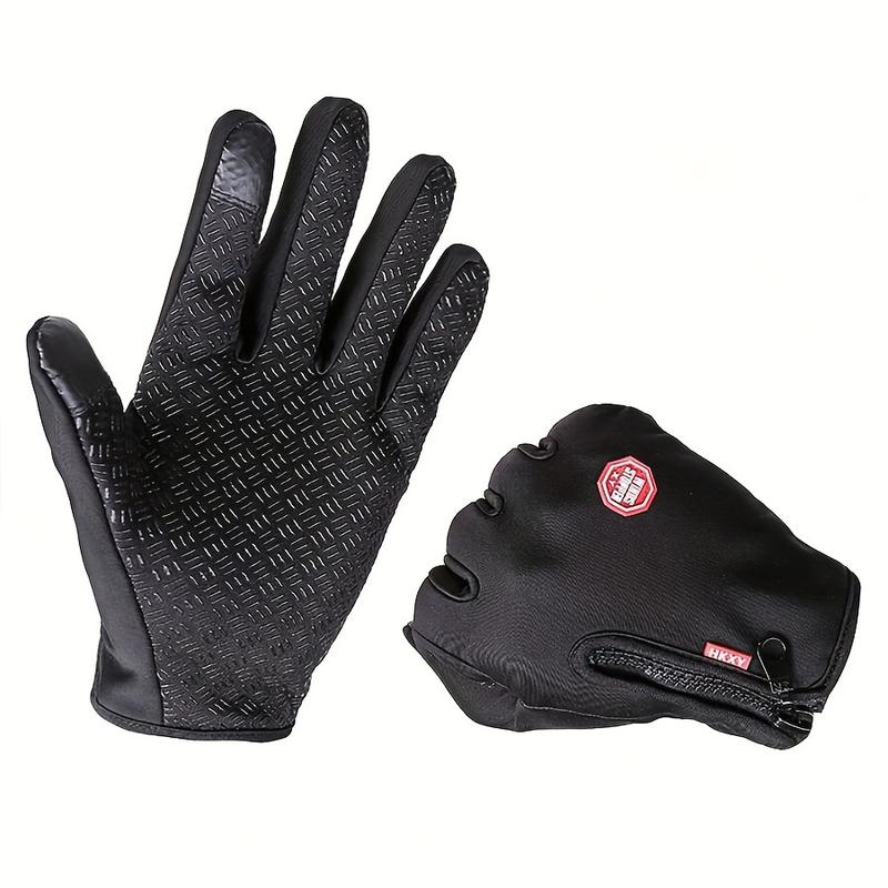 Winter touch screen gloves - windproof, waterproof, warm, suitable for cycling, fishing, running | Zip fastening, knitted fabric