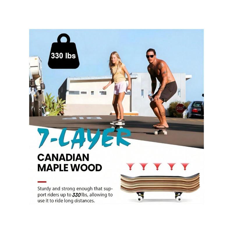 Skateboarding Is Suitable For Beginners, Adults, Teenagers, Girls, And Boys. It Is A 31 Inch Professional Complete Skateboard With 7 Layers Of Canadian Maple Double Kick Concave Long Board christmas 2024 ornament