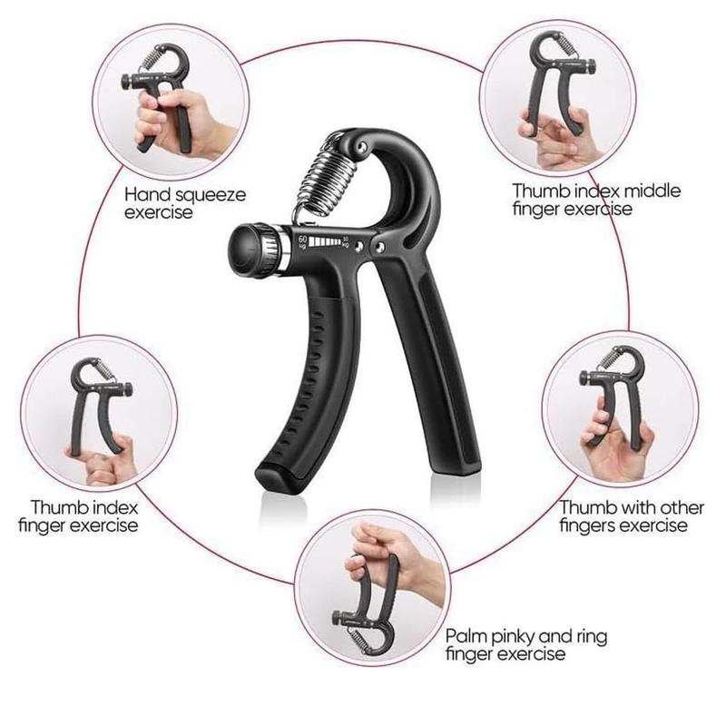 Hand Grip Strengthener Workout Kit, 5 Pack, Adjustable Resistance Grips and Stress Balls, Black