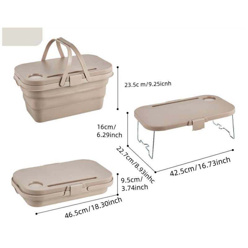 Foldable Outdoor Storage Box, 1 Count Portable Picnic Basket with Lid, Waterproof Picnic Car Trunk Cutlery Basket, Suitable for Outdoor Camping