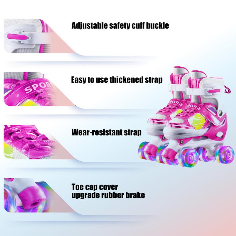 Roller Skates for Women and Girls, Adjustable Pink Roller Skate, Light up wheels shine, Safe and Fun for Kids