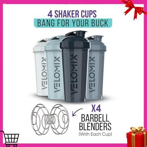 -4 PACK- 28 oz Shaker Cups for Protein Shakes - 4x Wire Whisk | Leak Proof Protein Shaker Bottles for Protein Mixes | Protein Shaker Bottle Pack | Mixer for Protein Shakes