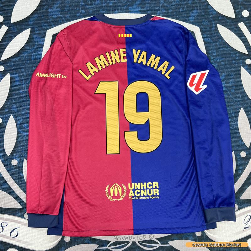 2425 Home Soccer Jersey Red Blue Yamal 19 Long Sleeve