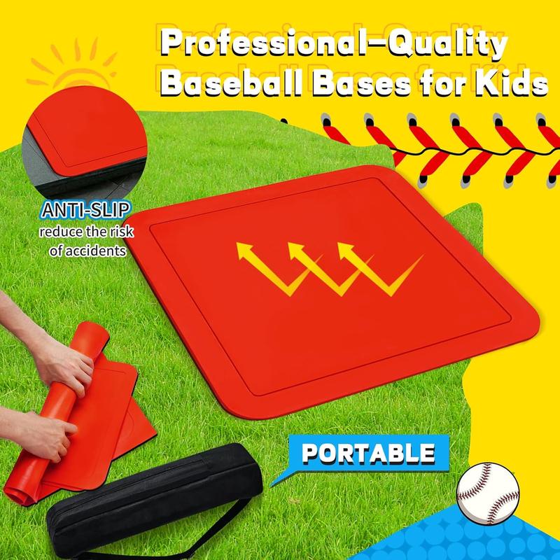 Baseball Bases for Yard - 3 Throw Down Bases 1 Homeplate 1 Pitching Rubber with Baseball Bases Bag for  Practice, Rubber Bases for Kickball Baseball Play