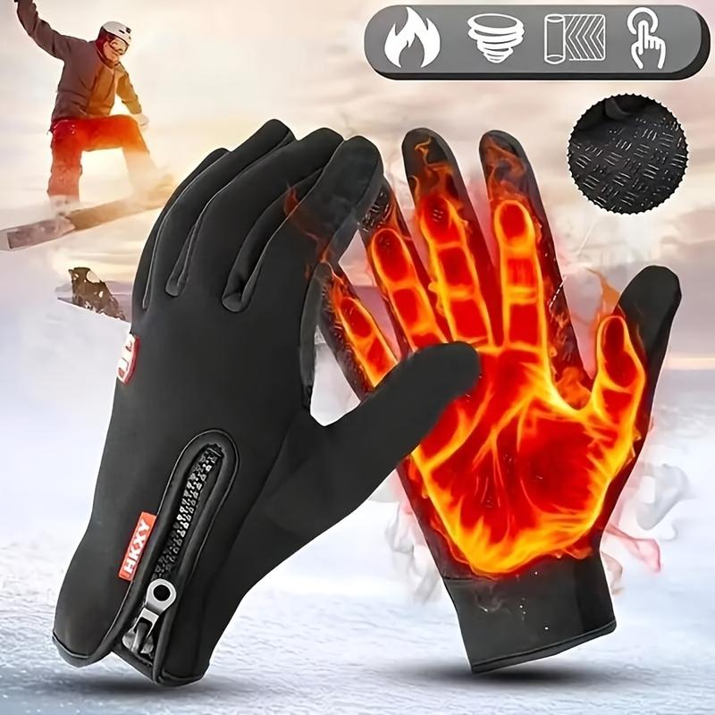 Winter touch screen gloves - windproof, waterproof, warm, suitable for cycling, fishing, running | Zip fastening, knitted fabric