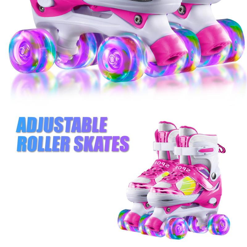 Roller Skates for Women and Girls, Adjustable Pink Roller Skate, Light up wheels shine, Safe and Fun for Kids