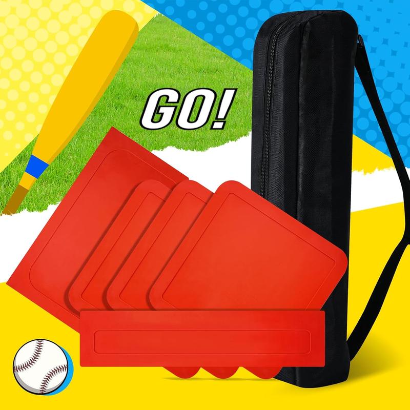 Baseball Bases for Yard - 3 Throw Down Bases 1 Homeplate 1 Pitching Rubber with Baseball Bases Bag for  Practice, Rubber Bases for Kickball Baseball Play