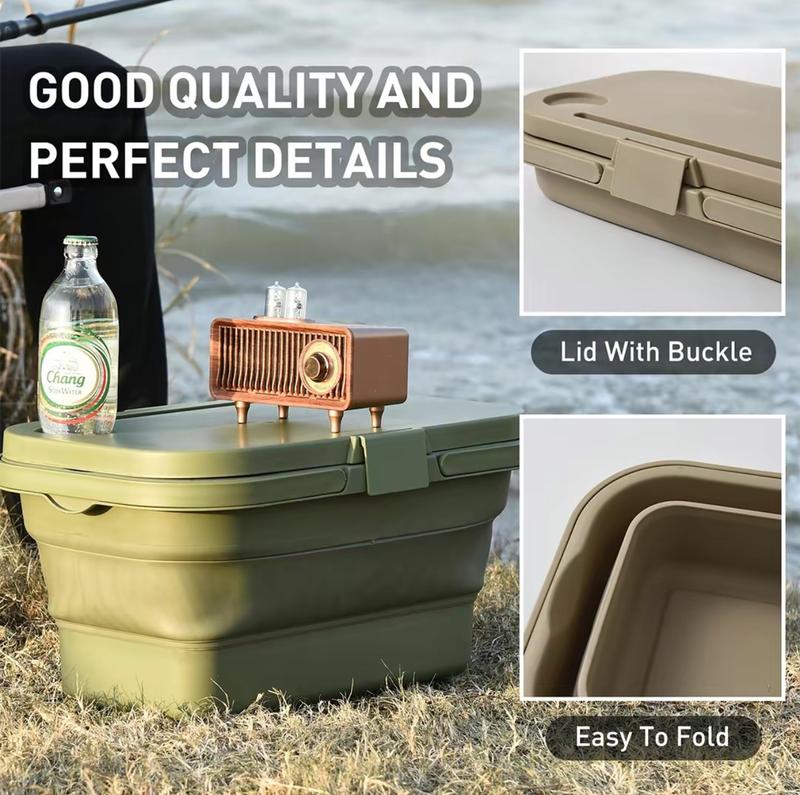 Outdoor picnic basket Camping folding portable storage basket with cover cookout with small table multifunctional waterproof picnic box picnic bucket camping