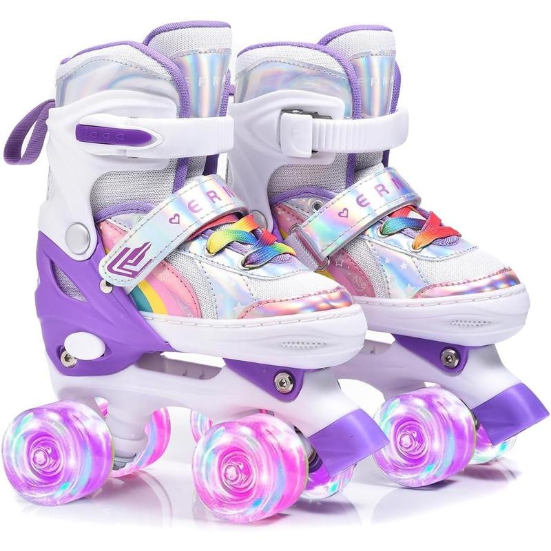 Roller Skates, Roller Skates,Girls Roller Skates,4 Size Adjustable  Roller Skates with Light up Wheels for for Beginner  Girls & Boys