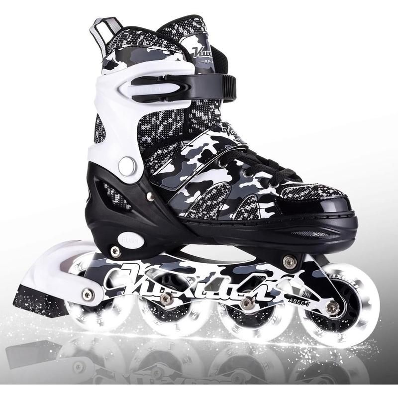 Adjustable Inline Skates with Light up Wheels, Fun Illuminating Skates for Kids Girls Youth