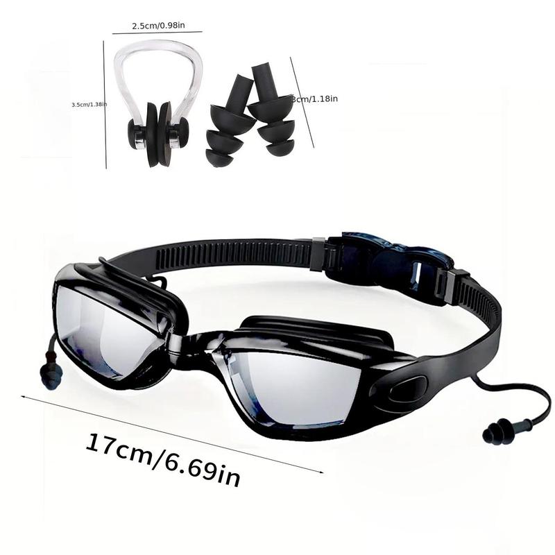 Professional Swimming Goggles, 1 Set Waterproof Anti-fog Swimming Goggles with Nose Clip & Ear Plugs, Comfortable Swimming Accessories for Adults