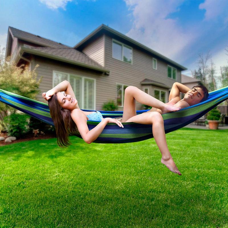 High Quality Brazilian Two Person Double Hammock for Outdoor Relaxation and Rest Canvas Camping