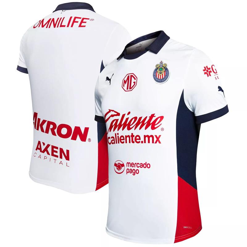 Chivas 2024 25 Away Auth Jersey - White Sport Outfit Fan Gift , Menswear Top Jersey Gift For Men Boyfriend