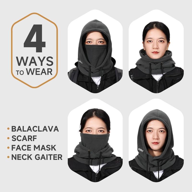 Mask: Winter Polar Fleece Hood Ski Mask for Men Women, Convertible Balaclava Face Cover Hat Cap Scarf