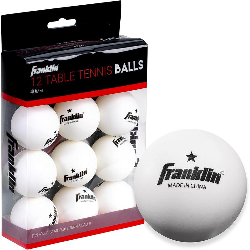 Franklin Sports Ping Pong Balls - Official Size + Weight White 40Mm Table Tennis One Star Professional Durable High Performance 12 Count (Pack of 1) Packaging May Vary, White Franklin Sports