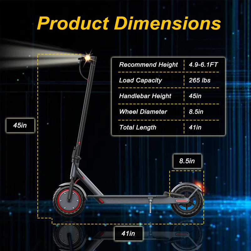 AOVOPRO AP07 electric scoote 22 miles of range, front and rear double shock absorbers 19MPH ultra-high speed, 8.5-inch non-slip solid tires 3-speed transmission, foldable waterproof grade IP65, LCD display