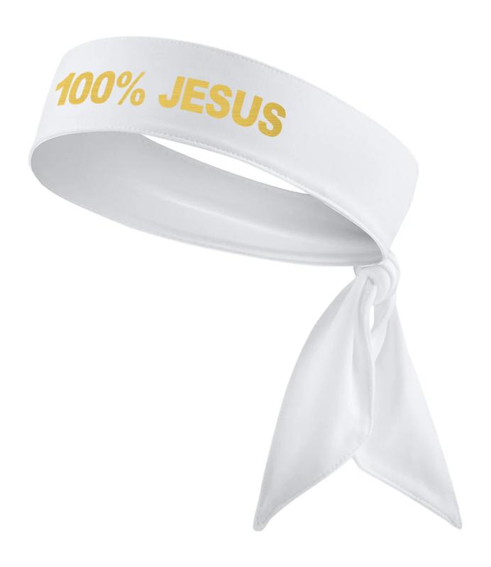 100% Jesus Headband - Gold 100 Percent Jesus Sports Head Tie Headband Soccer Fútbol Football White Black Athletics Fitness Stretch Sweatband Ninja Tie Bandana - B3 U ATHLETICS