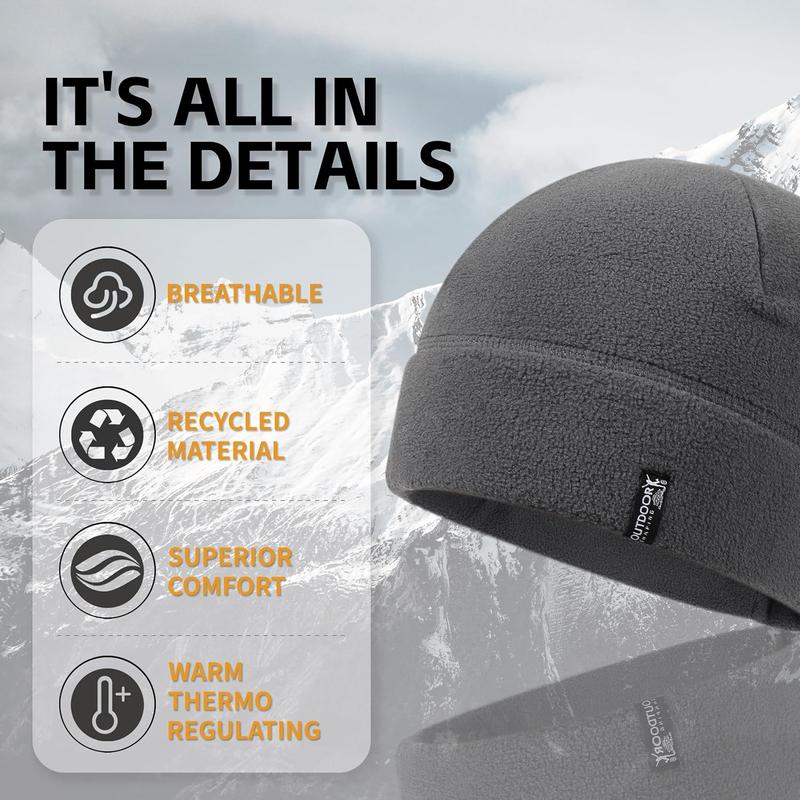 OUTDOOR SHAPING 2 Pack Tactical Fleece Cap Winter Warm Beanie Military Army Watch Cap Gift for Men Women