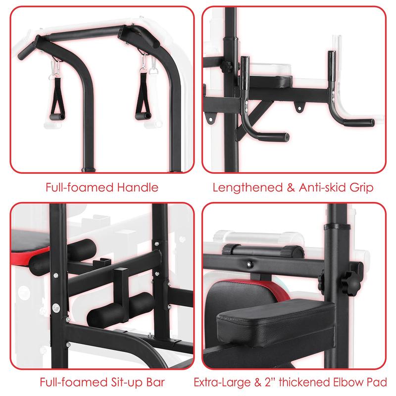 Pull Up Bar Stand with Folding Weight Bench,4 Ropes Strength Training Fitness adjustable Heights Equipment,for Home Office Gym Strength Training