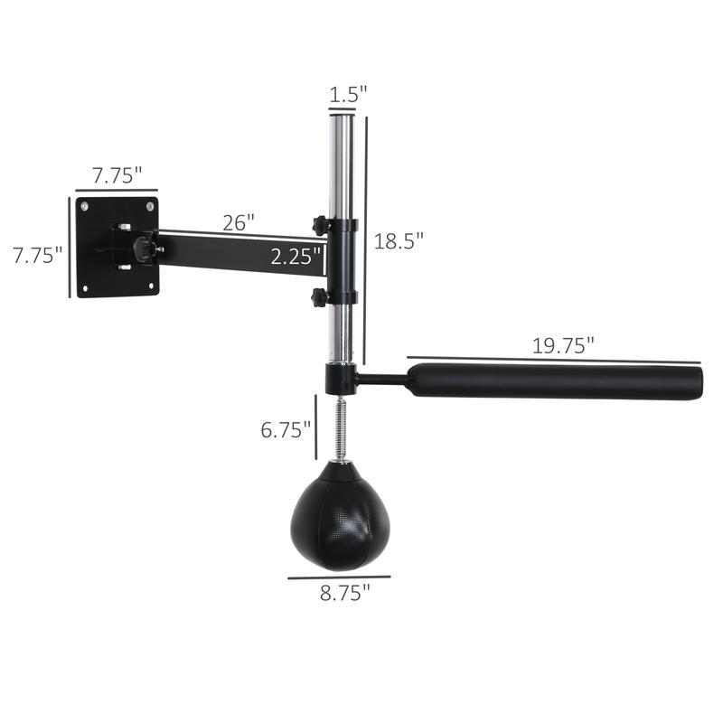 Soozier Wall Mount Reflex Boxing Trainer, 360° Rotating Rapid Boxing Bar with Punching Ball, Height Adjustable for Home Gym