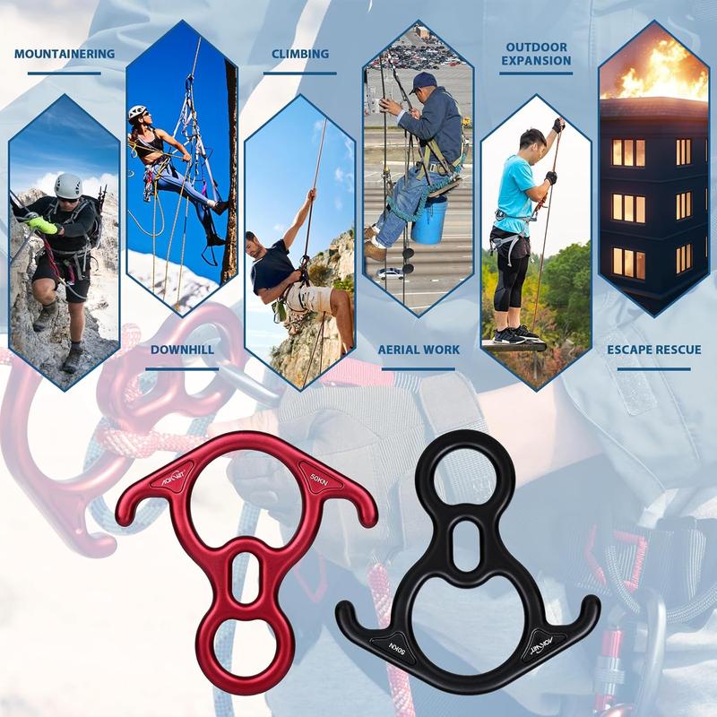 50KN Rescue Figure, 8 Descender Large Bent-Ear Belaying and Rappelling Gear Belay Device Climbing for Rock Climbing Peak Rescue Aluminum Alloy