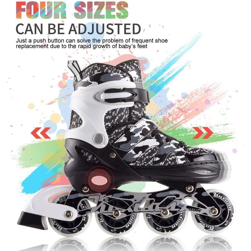 Adjustable Inline Skates with Light up Wheels, Fun Illuminating Skates for Kids Girls Youth