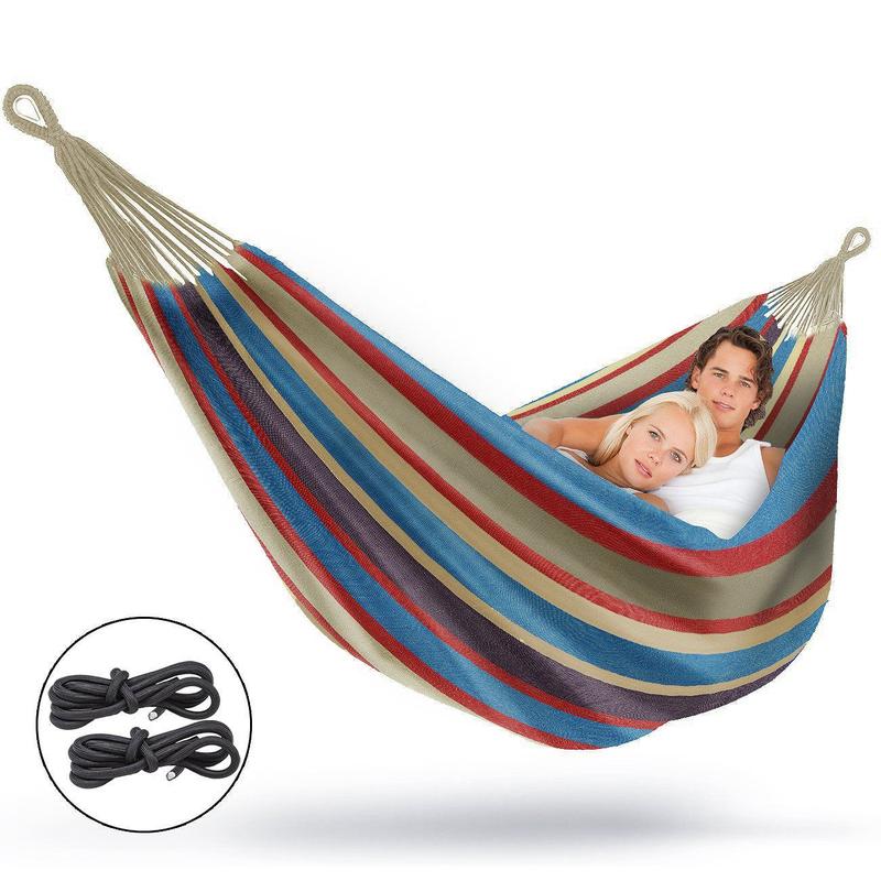 High Quality Brazilian Two Person Double Hammock for Outdoor Relaxation and Rest Canvas Camping