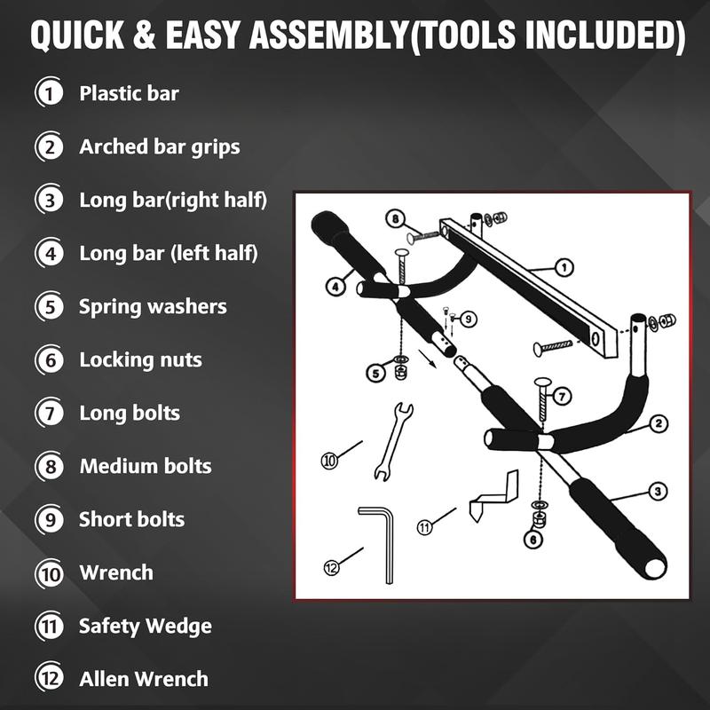 Upgrade Pull Up Bar for Doorway, Max Capacity 440 lbs Chin Up Bar, Portable Upper Body Workout Bar, Strength Training Door Frame Pull-up Bars, Hanging Bar for Exercise, Pullup Bars for Home