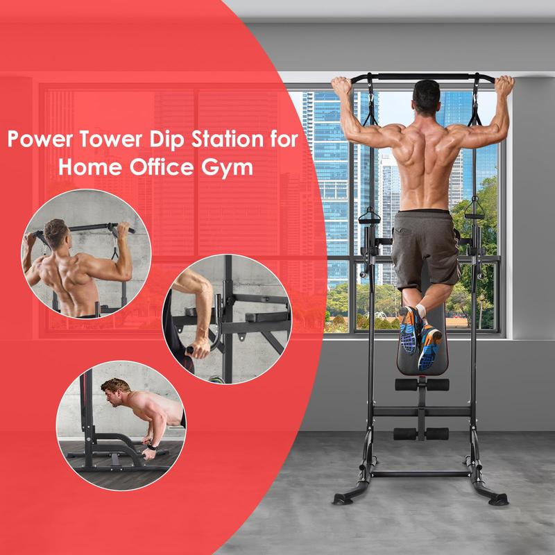 Pull Up Bar Stand with Folding Weight Bench,4 Ropes Strength Training Fitness adjustable Heights Equipment,for Home Office Gym Strength Training