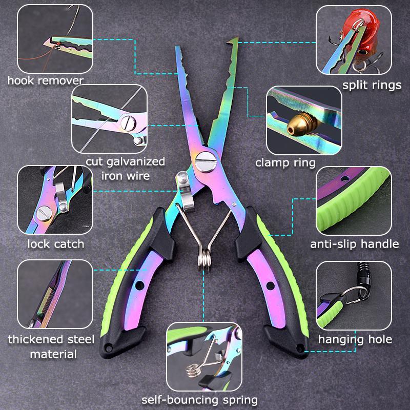 Professional Fishing Tool Set, 3 Counts set Stainless Steel Fishing Pliers With Bag & Fishing Lanyard Outdoor Recreation Equipment for Summer Gift, Fishing Equipment