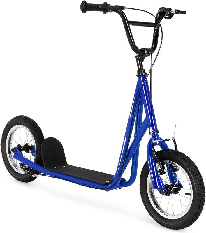 Costway--Scooter with Front and Rear Caliper Brakes, 12” Inflatable Wheels & Axle Pegs, Height Adjustable All Terrain Off-Road Scooter, Pre-Assembled Scooter for 8+ Youth Adults