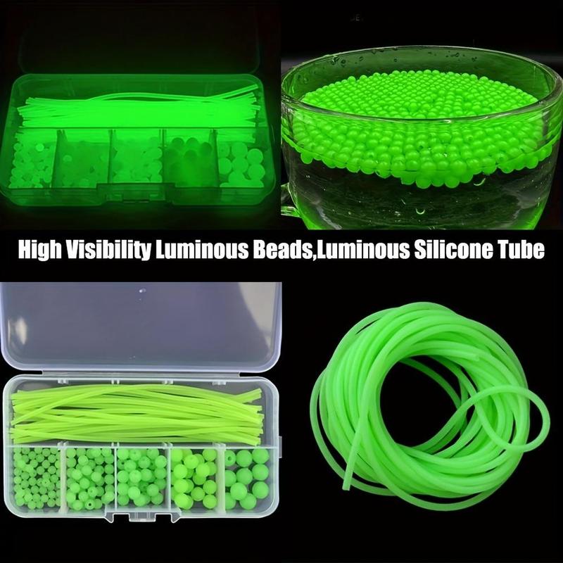 Luminous Fishing Bead & Tube, High Visibility Fishing Bead & Tube, Fishing Accessories for Saltwater & Freshwater Adventure, Outdoor Fishing Accessories