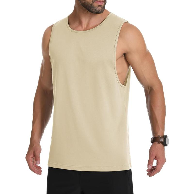 Men's Tank Top Cotton Sleeveless Muscle Cut Off T Shirts Gym Workout Tank Tops Summer Beach Tanks