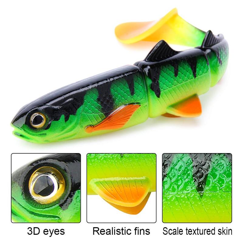 3D Swimbait Shad Jointed Perch Pike Fishing Lure, 1 Count Soft Lifelike Artificial Fishing Bait, Fishing Tackle, Outdoor Fishing Accessories