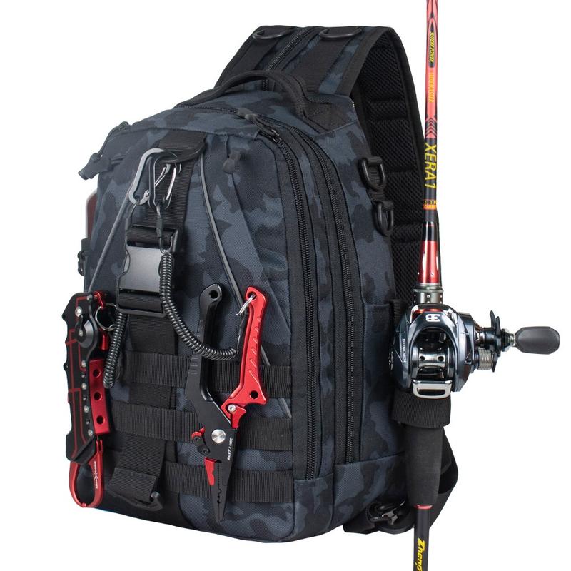 Fishing Backpack Fishing Tackle Crossbody Bag with Fishing Rod Bracket Fishing Tackle Box Fly Fishing Gift, Suitable for Men and Women, Accessories Not Include fishing tackle fishing  gear