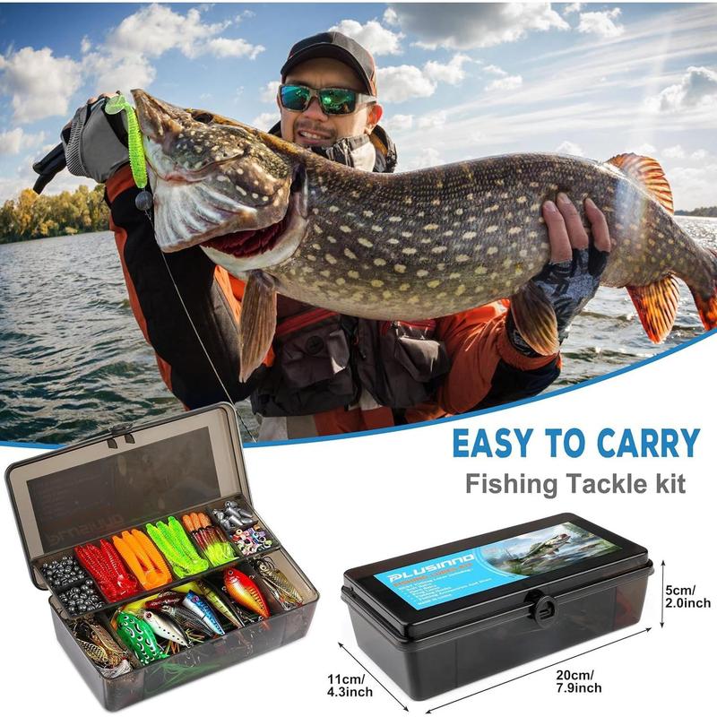 292pack Fishing Accessories Kit, Tackle Box with Tackle Included, Fishing Hooks, Fishing Weights, Spinner Blade, Fishing Gear for Bass, Bluegill, Crappie